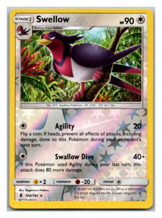 Swellow 104/145 Guardians Rising (Reverse Holo) (Exc Condition)