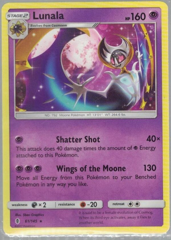 Lunala 61/145 Guardians Rising (Rare) (Exc Condition)