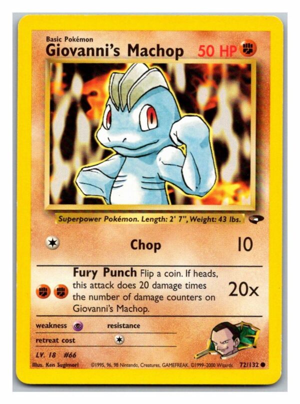 Giovanni's Machop 72/132 Gym Challenge (Common) (Unlimited Excellent Condition)