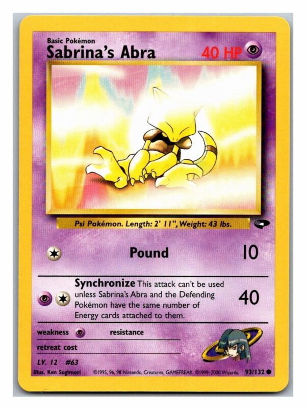 Sabrina's Abra 93/132 Gym Challenge (Common) (Unlimited Excellent Condition)