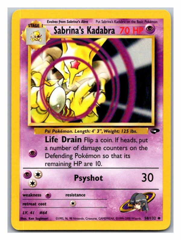 Sabrina's Kadabra 58/132 Gym Challenge (Uncommon) (Unlimited Excellent Condition)