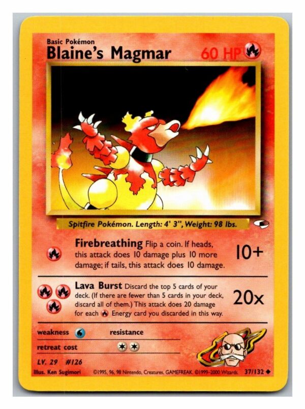 Blaine's Magmar 37/132 Gym Heroes (Uncommon) (Unlimited Excellent Condition)