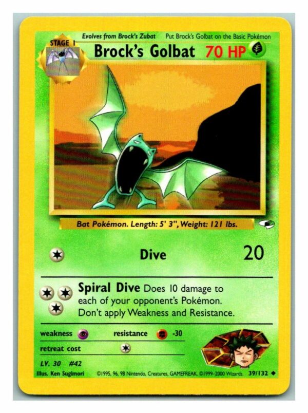 Brock's Golbat 39/132 Gym Heroes (Uncommon) (Unlimited Excellent Condition)
