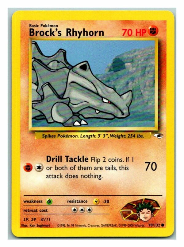 Brock's Rhyhorn 70/132 Gym Heroes (Common) (Unlimited Excellent Condition)