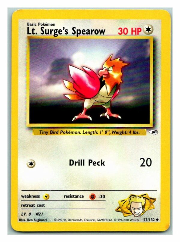 Lt. Surge's Spearow 52/132 Gym Heroes (Uncommon) (Unlimited LP Condition)