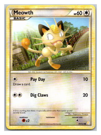Meowth 75/123 HeartGold SoulSilver (Common) (LP Condition)