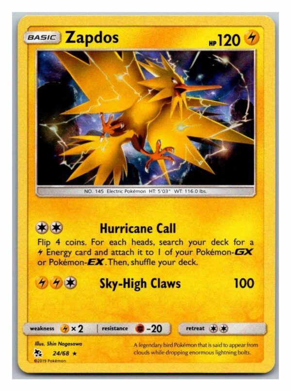 Zapdos 24/68 Hidden Fates (Holo) (Exc Condition)