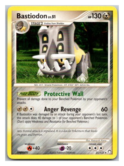 Bastiodon 21/123 Mysterious Treasures (Rare) (P Condition)