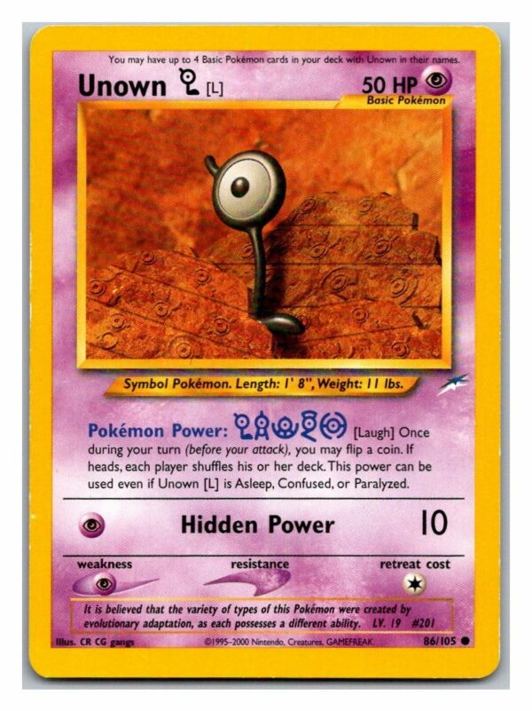 Unown L 86/105 Neo Destiny (Unlimited Lightly Played Condition)