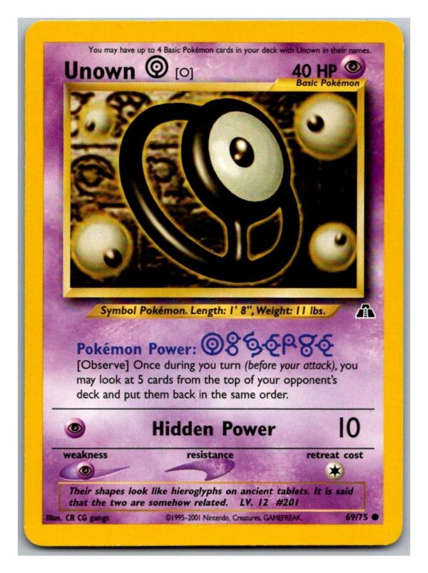 Unown O 69/75 Neo Discovery (Common) (Unlimited Lightly Played Condition)