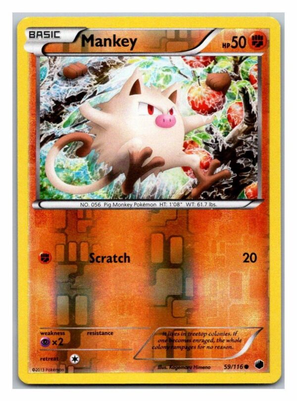 Mankey 59/116 Plasma Freeze (Reverse Holo) (Exc Condition)