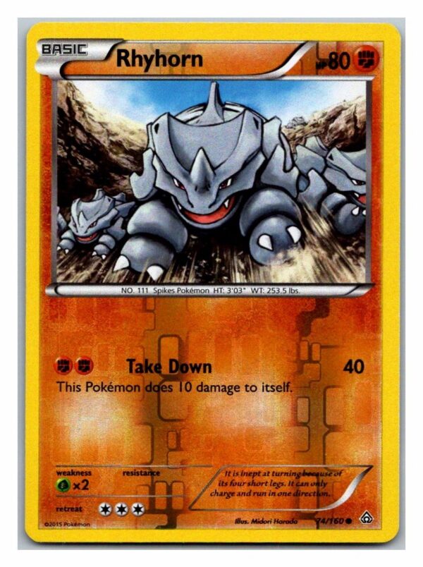 Rhyhorn 74/160 Primal Clash (Reverse Holo) (Exc Condition)