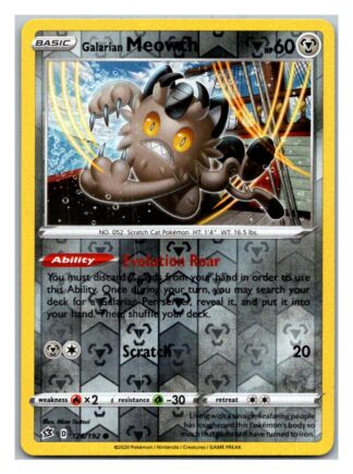 Galarian Meowth 126/192 Rebel Clash (Reverse Holo) (Exc Condition)