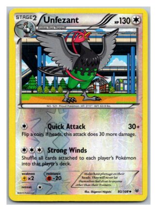 Unfezant 80/108 Roaring Skies (Reverse Holo) (Exc Condition)