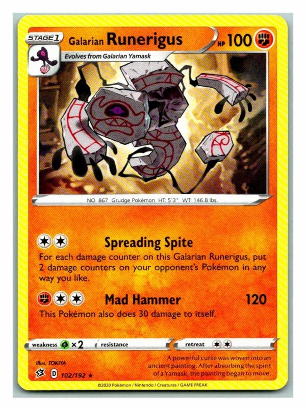 Galarian Runerigus 102/192 Rebel Clash (Rare) (Exc Condition)