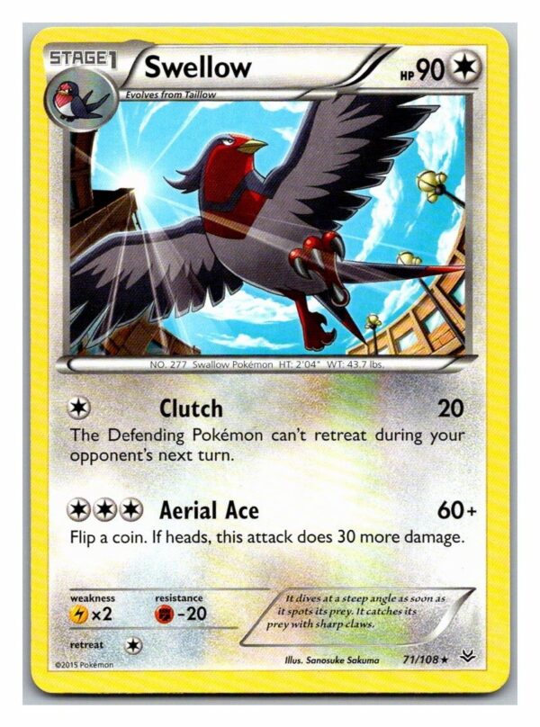 Swellow 71/108 Roaring Skies (Rare) (Exc Condition)