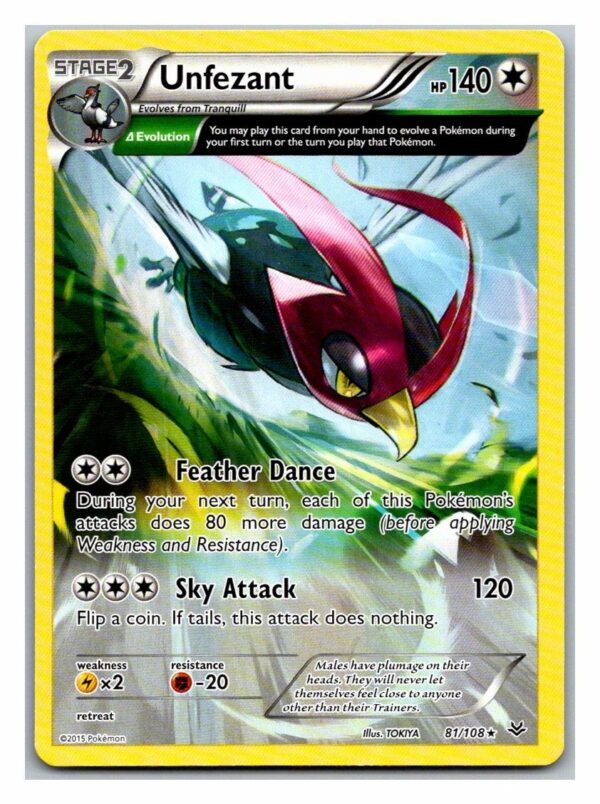 Unfezant 81/108 Roaring Skies (Rare) (Exc Condition)