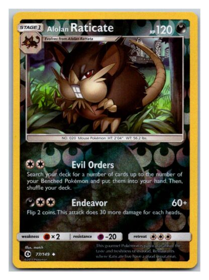 Alolan Raticate 77/149 Sun & Moon (Reverse Holo) (Exc Condition)