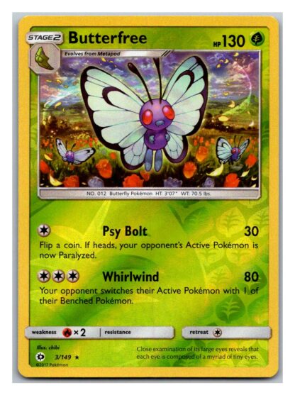 Butterfree 3/149 Sun & Moon (Reverse Holo) (Exc Condition)
