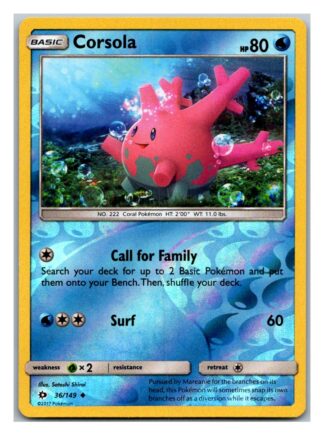 Corsola 36/149 Sun & Moon (Reverse Holo) (Exc Condition)