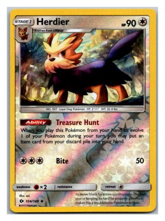 Herdier 104/149 Sun & Moon (Reverse Holo) (Exc Condition)
