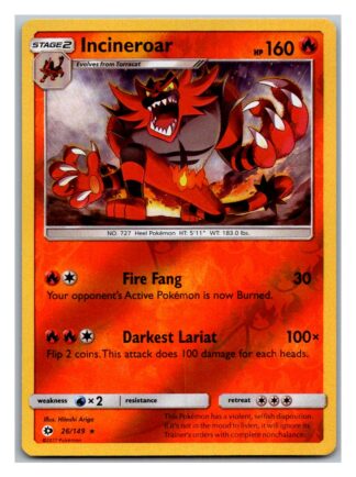 Incineroar 26/149 Sun & Moon (Reverse Holo) (Exc Condition)
