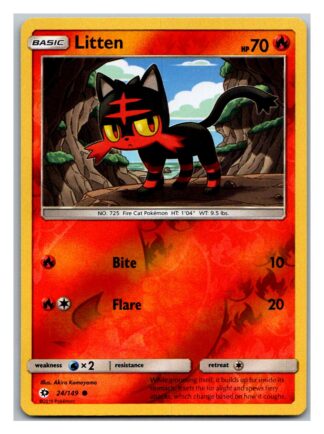 Litten 24/149 Sun & Moon (Reverse Holo) (Exc Condition)
