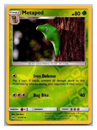 Metapod 2/149 Sun & Moon (Reverse Holo) (Exc Condition)