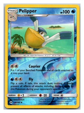 Pelipper 38/149 Sun & Moon (Reverse Holo) (Exc Condition)