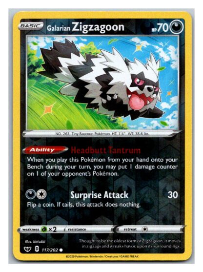 Galarian Zigzagoon 117/202 Sword and Shield (Reverse Holo) (Exc Condition)