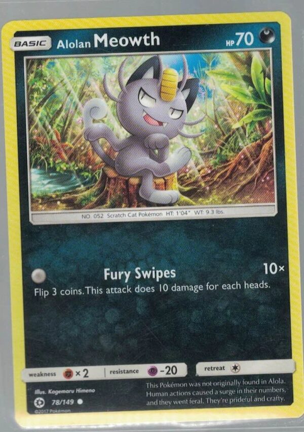 Alolan Meowth 78/149 Sun & Moon (Common) (Exc Condition)