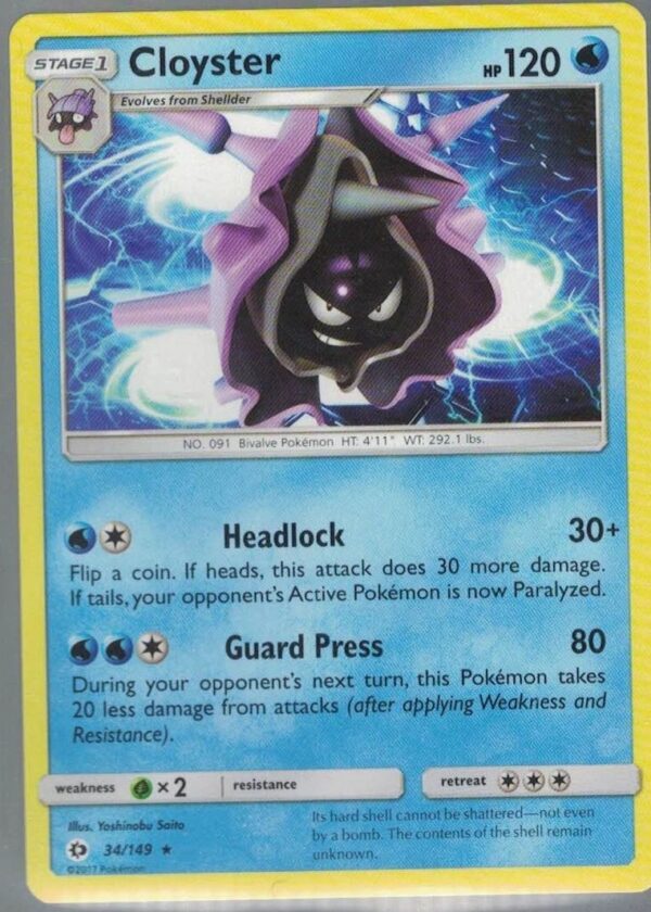 Cloyster 34/149 Sun & Moon (Rare) (Exc Condition)