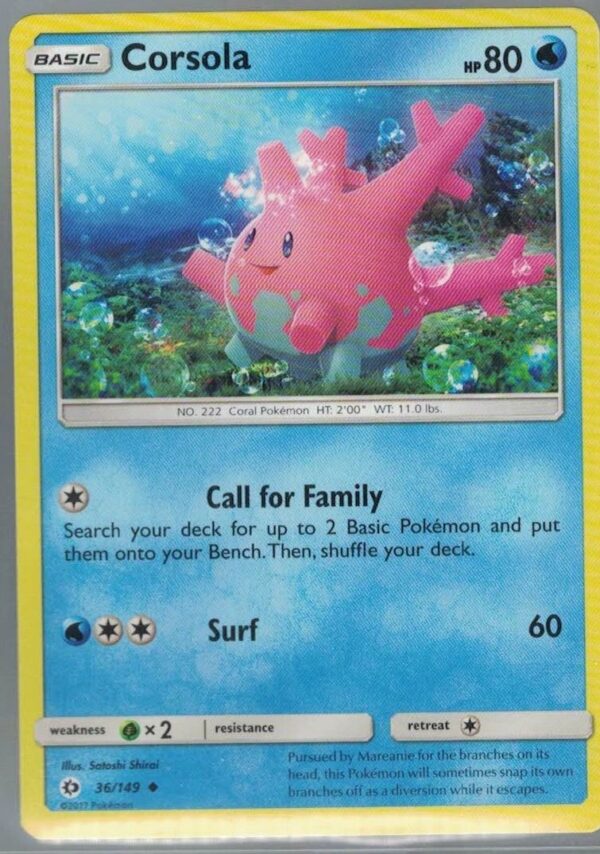 Corsola 36/149 Sun & Moon (Uncommon) (Exc Condition)