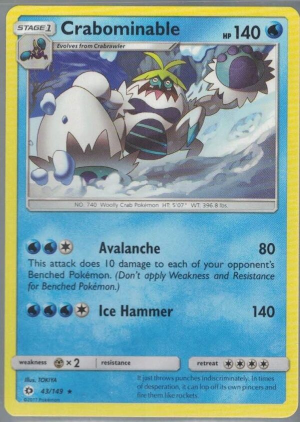 Crabominable 43/149 Sun & Moon (Rare) (Exc Condition)