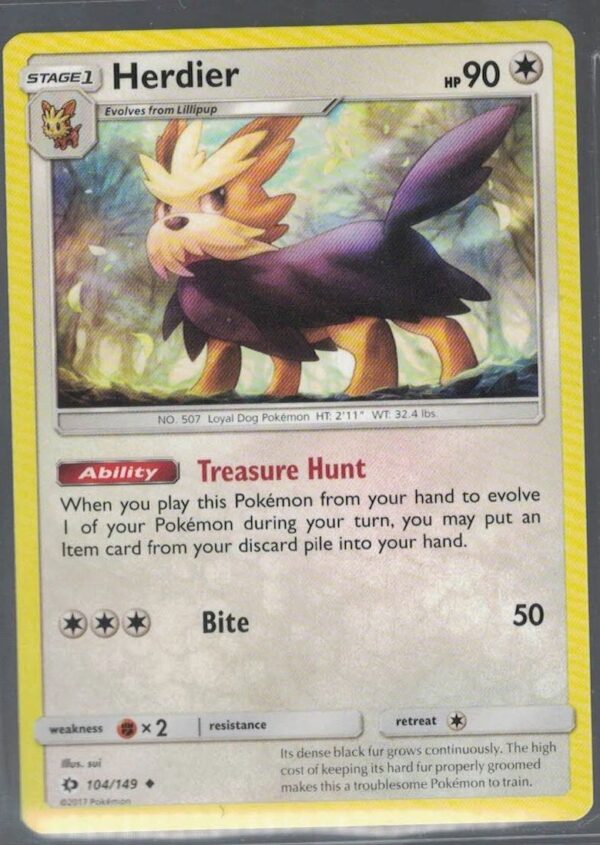 Herdier 104/149 Sun & Moon (Uncommon) (Exc Condition)