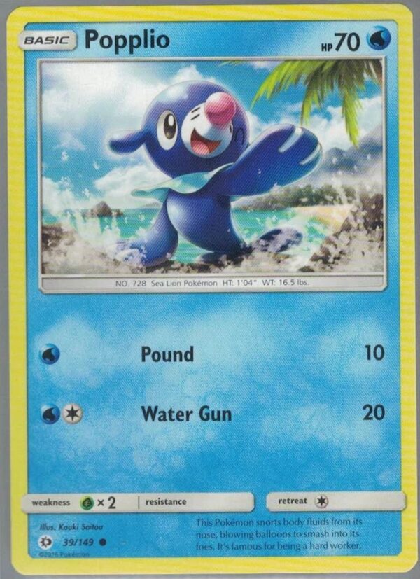 Popplio 39/149 Sun & Moon (Holo Promo) (Exc Condition)