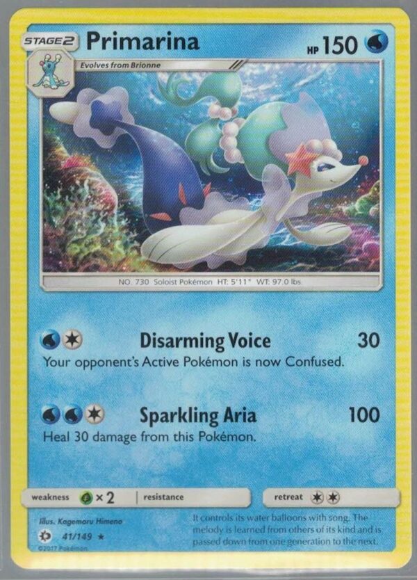 Primarina 41/149 Sun & Moon (Rare) (Exc Condition)