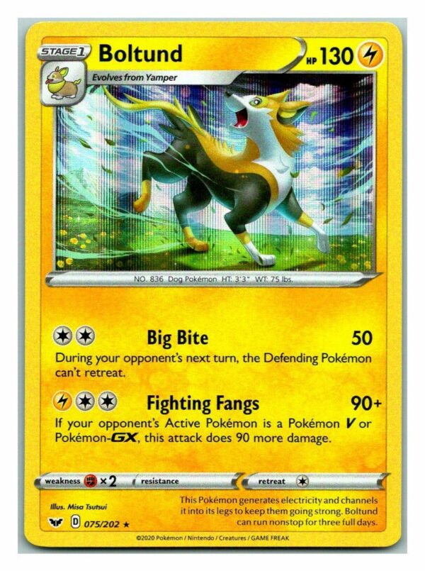 Boltund 75/202 Sword and Shield (Holo) (Exc Condition)