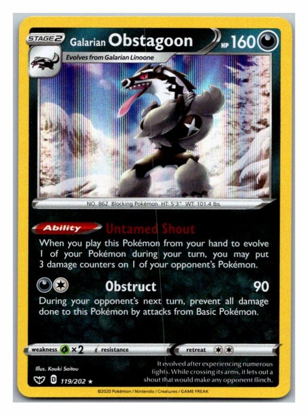 Galarian Obstagoon 119/202 Sword and Shield (Holo) (Exc Condition)