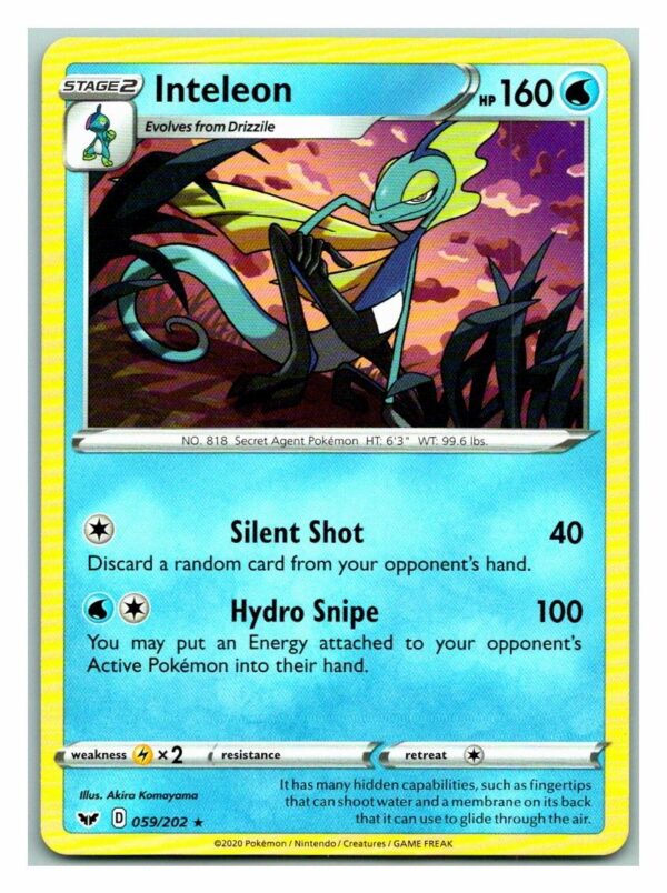 Inteleon 59/202 Sword and Shield (Rare) (Exc Condition)