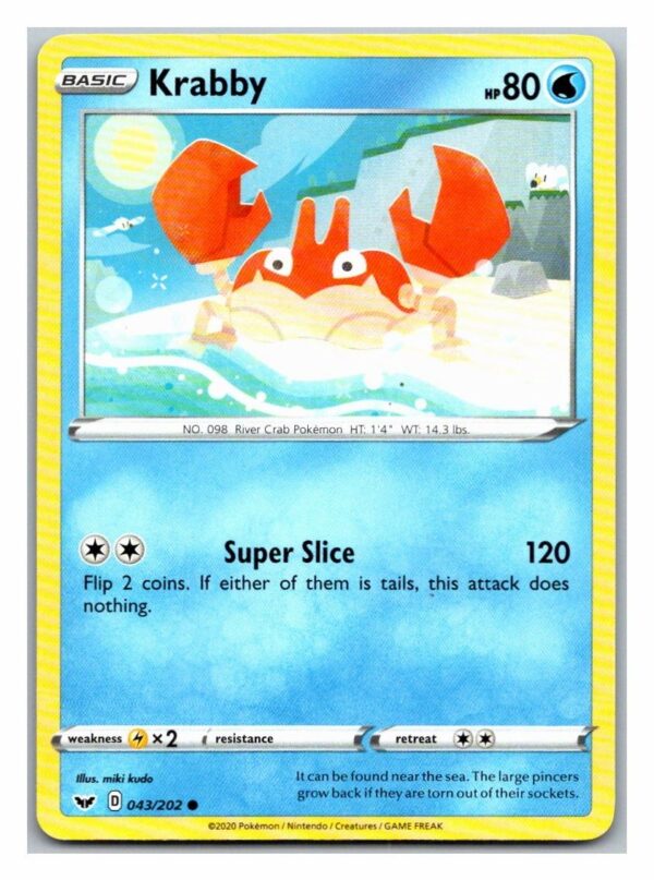 Krabby 43/202 Sword and Shield (Common) (Exc Condition)
