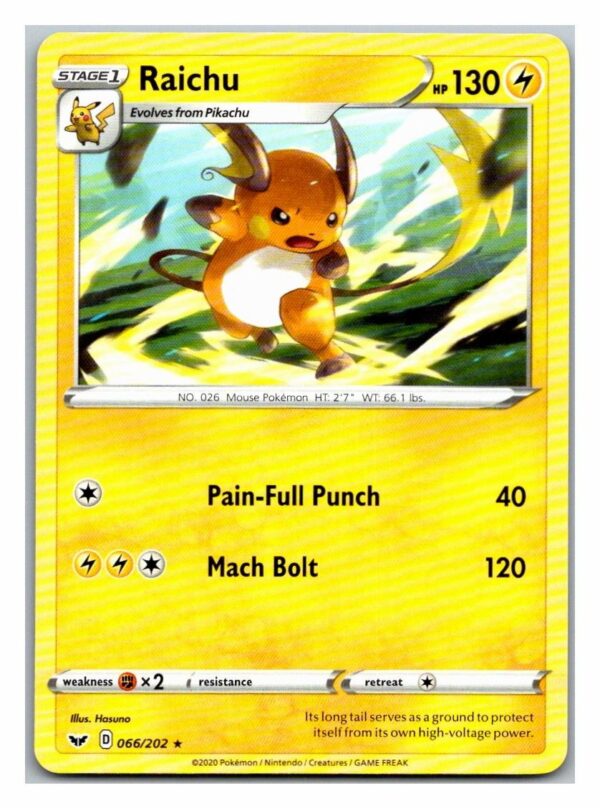 Raichu 066/202 Sword and Shield (Rare) (Exc Condition)