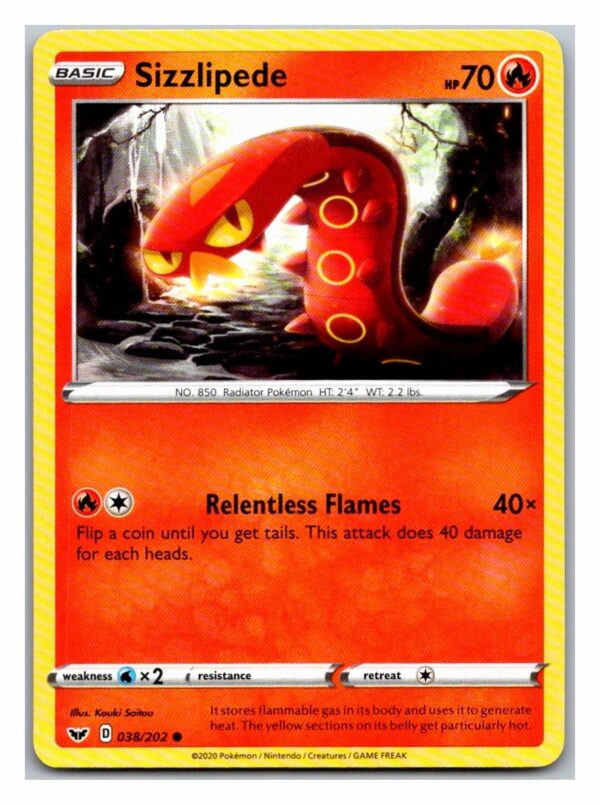 Sizzlipede 38/202 Sword and Shield (Common) (Exc Condition)