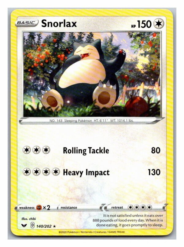 Snorlax 140/202 Sword and Shield (Rare) (Exc Condition)