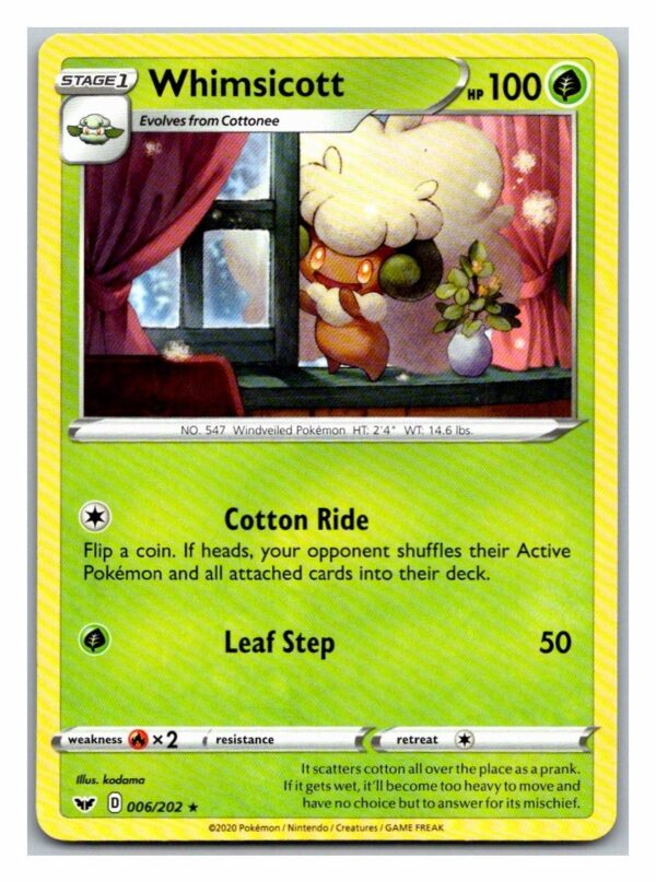 Whimsicott 6/202 Sword and Shield (Rare) (Exc Condition)
