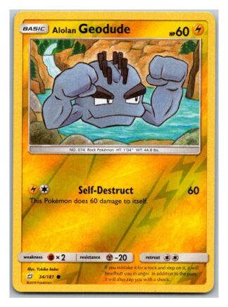 Alolan Geodude 34/181 Team Up (Reverse Holo) (Exc Condition)