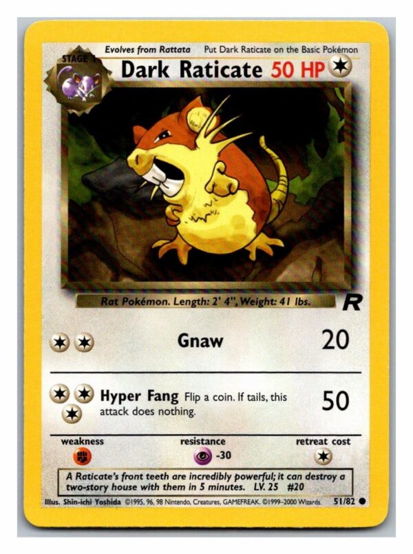 Dark Raticate 51/82 Team Rocket (Common) (Unlimited Played Condition)
