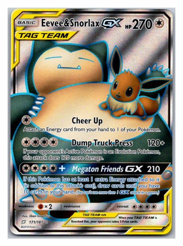 Eevee & Snorlax GX 171/181 Team Up (Ultra Rare) (Exc Condition)