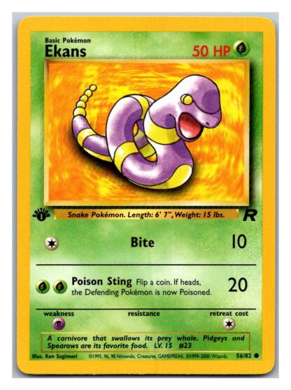 Ekans 56/82 Team Rocket (Common) (1st Edition LP Condition)