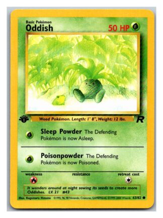Oddish 63/82 Team Rocket (Common) (1st Edition Lightly Played Condition)